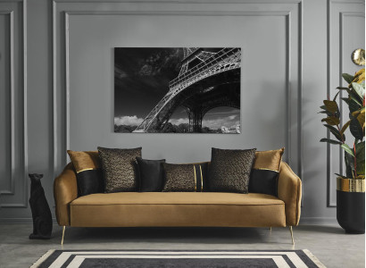 Sofa 3 Seater Brown Textile Living room Design Couch Modern new Luxury