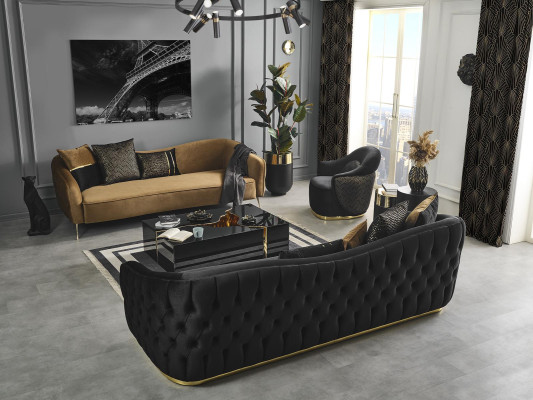 Sofa 3 Seater Brown Textile Living room Design Couch Modern new Luxury
