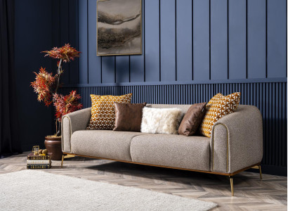 Sofa 3 Seater Three Seater Luxury Living room Style Modern Gray Metal