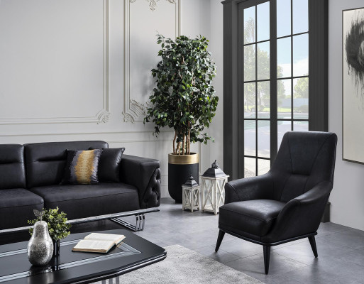 Living room Wing Chair Armchair Design Black Club Lounge Practice