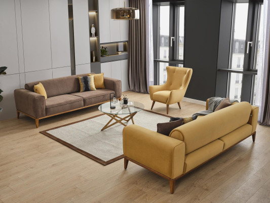 Living room s Armchair Design Couch Luxury Lounge Upholstery Club Disco Yellow