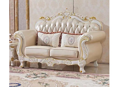 Sofa Furniture Wood Leather Sofas Couch Luxury 2-Seater Two-seater Couches Baroque
