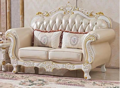 Sofa Furniture Wood Leather Sofas Couch Luxury 2-Seater Two-seater Couches Baroque