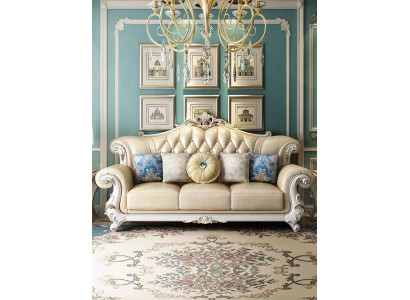 Classic Chesterfield Couch Three Seater Furniture Sofa Leather Couches Blue