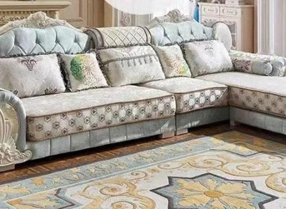 Corner sofa Textile Fabric Living landscape L-shape Modern new Color Blue