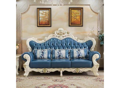 Living room Sofa Chesterfield 3-Seater Couch Wood Three-seater Chesterfield