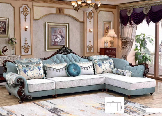 Classic Textile Couch Chesterfield Corner sofa Corner cushion Upholstery Sofa