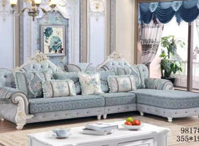 Corner sofa L-shape Textile Luxury Sofa Living landscape Blue Couches Furniture