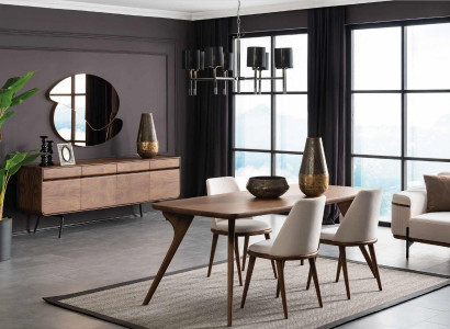 Dining set Dining room Dining table Table Chair Dining corner Chest of drawers Group Wood Set 5pcs