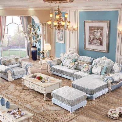 Chesterfield Couch Corner sofa with Stool Baroque Rococo Wood Textile Furniture