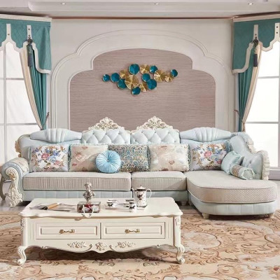 Design L-shape Sofa Couch Fabric Wood with Upholstery Corner sofa Furniture Baroque