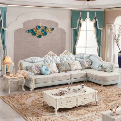 Design L-shape Sofa Couch Fabric Wood with Upholstery Corner sofa Furniture Baroque