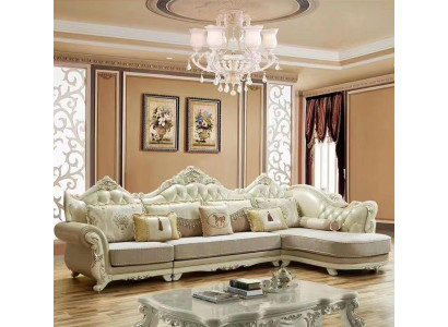 Couch set Living room Corner sofa L-shape Couch Sofa Beige Furniture Textile