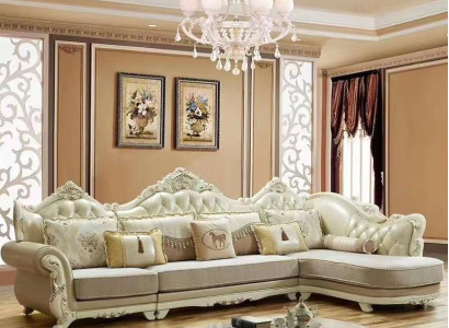 Couch set Living room Corner sofa L-shape Couch Sofa Beige Furniture Textile