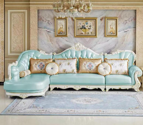 Corner sofa L-shape Chesterfield Living landscape Living room L Couch Blue