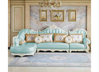 Corner sofa L-shape Chesterfield Living landscape Living room L Couch Blue