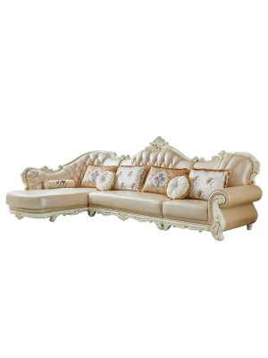 Corner sofa L-shape Sofa Couch Design Upholstery Wood Leather Furniture Chesterfield