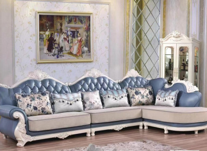 Corner Corner sofa L-shape Living landscape Sofa Couch Upholstery Wood Leather Fabric