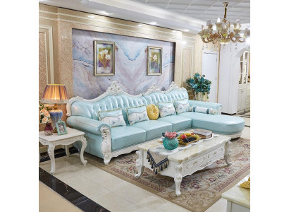 Living room Corner sofa en Living landscape Sofa Corner L-shape Blue e Baroque