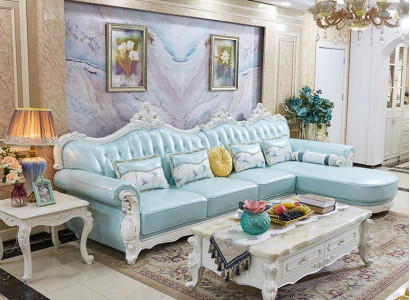 Living room Corner sofa en Living landscape Sofa Corner L-shape Blue e Baroque