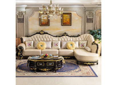 Corner sofa Sofa Living landscape Living room L Couch Chesterfield Baroque