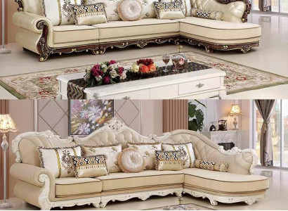 Classic Furniture Corner sofa Sofa Couch Upholstery Living landscape Wood Leather