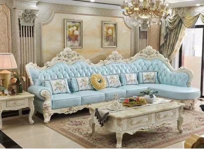 Corner sofa Sofa Living landscape Blue e Couch Corner suite Chesterfield