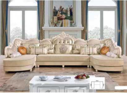 Luxurious large, Classic s U-shaped sofa in the color beige