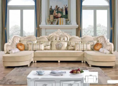 Luxurious large, Classic s U-shaped sofa in the color beige