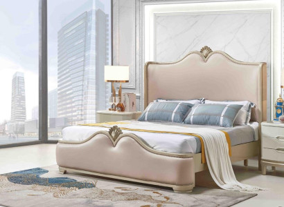 Baroque bedroom set with bed and nightstands without sharp corners