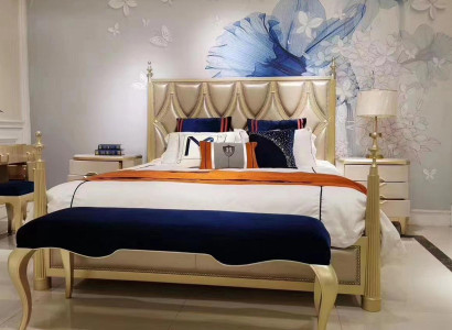 Design Bedroom Bed Luxury Double Beds Wood Modern Upholstery Furniture 180x200cm