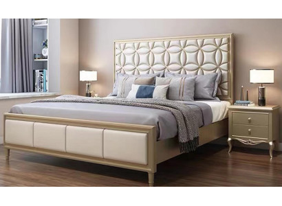 Bed Beds Double bed Bedroom Imitation leather Upholstery Beige double beds new