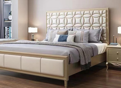 Bed Beds Double bed Bedroom Imitation leather Upholstery Beige double beds new