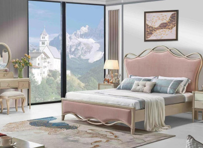 Design Bedroom Bed Luxury Beds Leather Pink Double Upholstery Furniture Textile new