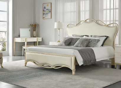 Design Bed Bedroom Beds Textile Luxury Upholstery Seat Fabric Beige Furniture new