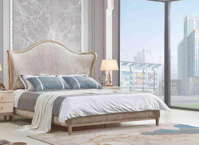 Design Luxury Double Silver Beds Furniture Bedroom Bed Upholstery Fabric Textile