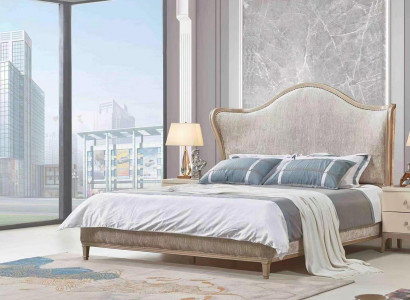 Luxury Modern Bed 2x Bedside tables Beds Wood Bed frame Bedroom Silver new