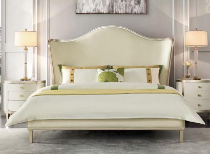 Modern bedroom set with double bed and bedside tables