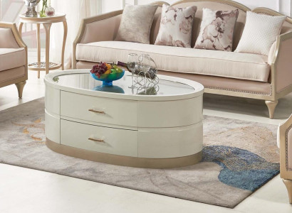 Cream Coffee table Oval Living room Table Glass table Coffee tables Furniture