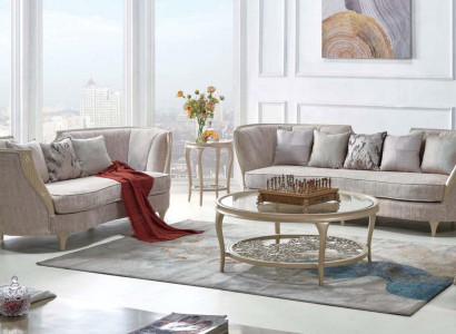exclusive beige sofa set 3+2 seater designer 2-piece. Set of textile couches