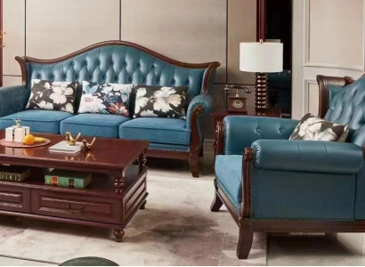 Chesterfield Classic Leather Baroque Rococo Sofa Set 3+1