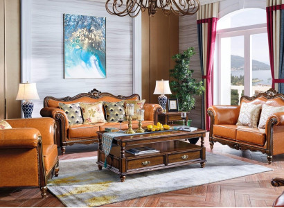 American Sofa set Leather Sofa Couch Upholstery 321 Wood Seater
