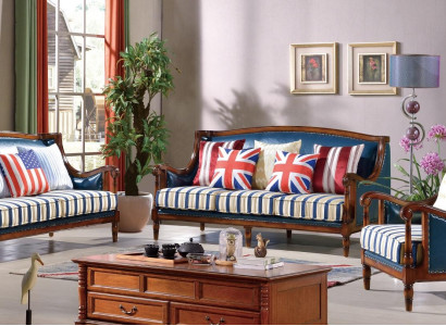 American Sofa Set Leather Sofa Couch Upholstery 321 Seater Wood Empire Furniture