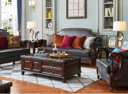 Luxury Furniture Sofa set Couch Sofa 3 2 1 Seater Living room Wood 3pcs.
