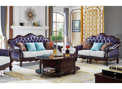 Leather Sofa Chesterfield Purple Couch Classic Sofa set Couches Set