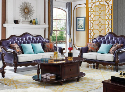 Leather Sofa Chesterfield Purple Couch Classic Sofa set Couches Set