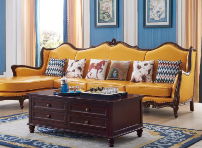 Classic Corner sofa Yellow Empire Couch Sofa Leather sofa Sofas Couches