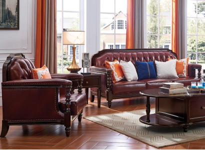 Classic Chesterfield Baroque Rococo sofa set 3+1 leather suite