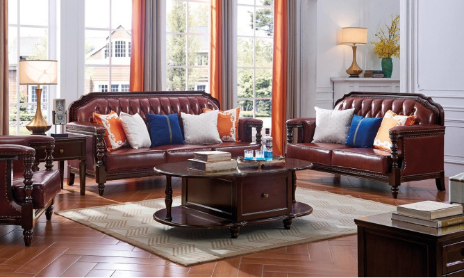 Northern States Sofa set Sofa America 3+2 Seat Leather Sofa Chesterfield