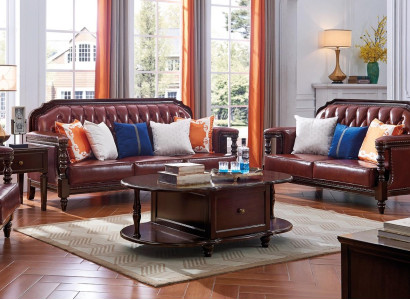 Northern States Sofa set Sofa America 3+2 Seat Leather Sofa Chesterfield